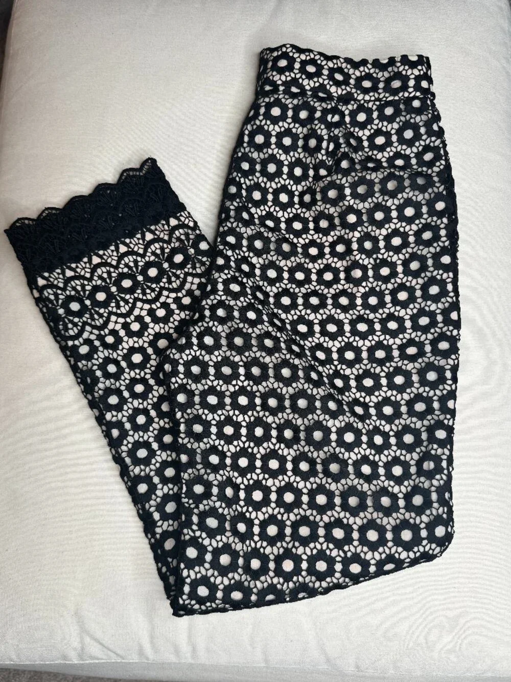 Like New, J Crew Daisy Lace Black Lace Pants, Size 2P
